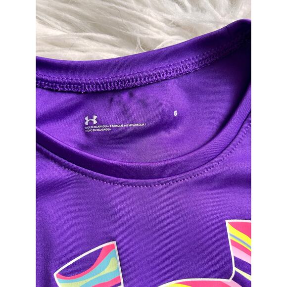 Under Armour Girls Tee & Swirl Athletic Shorts 2-Piece Active Set Multicolor 4/5 - Picture 5 of 11